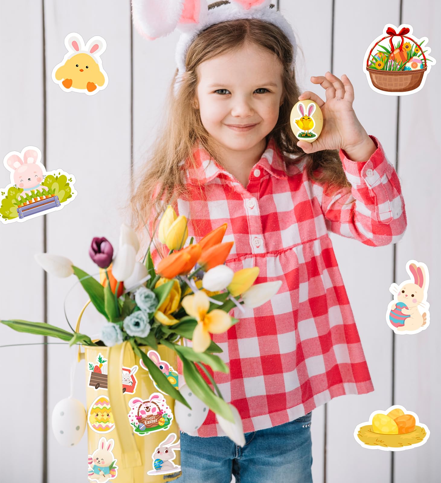 HSHFAMIIY Easter stickers spring flowers illustration adds festive flair