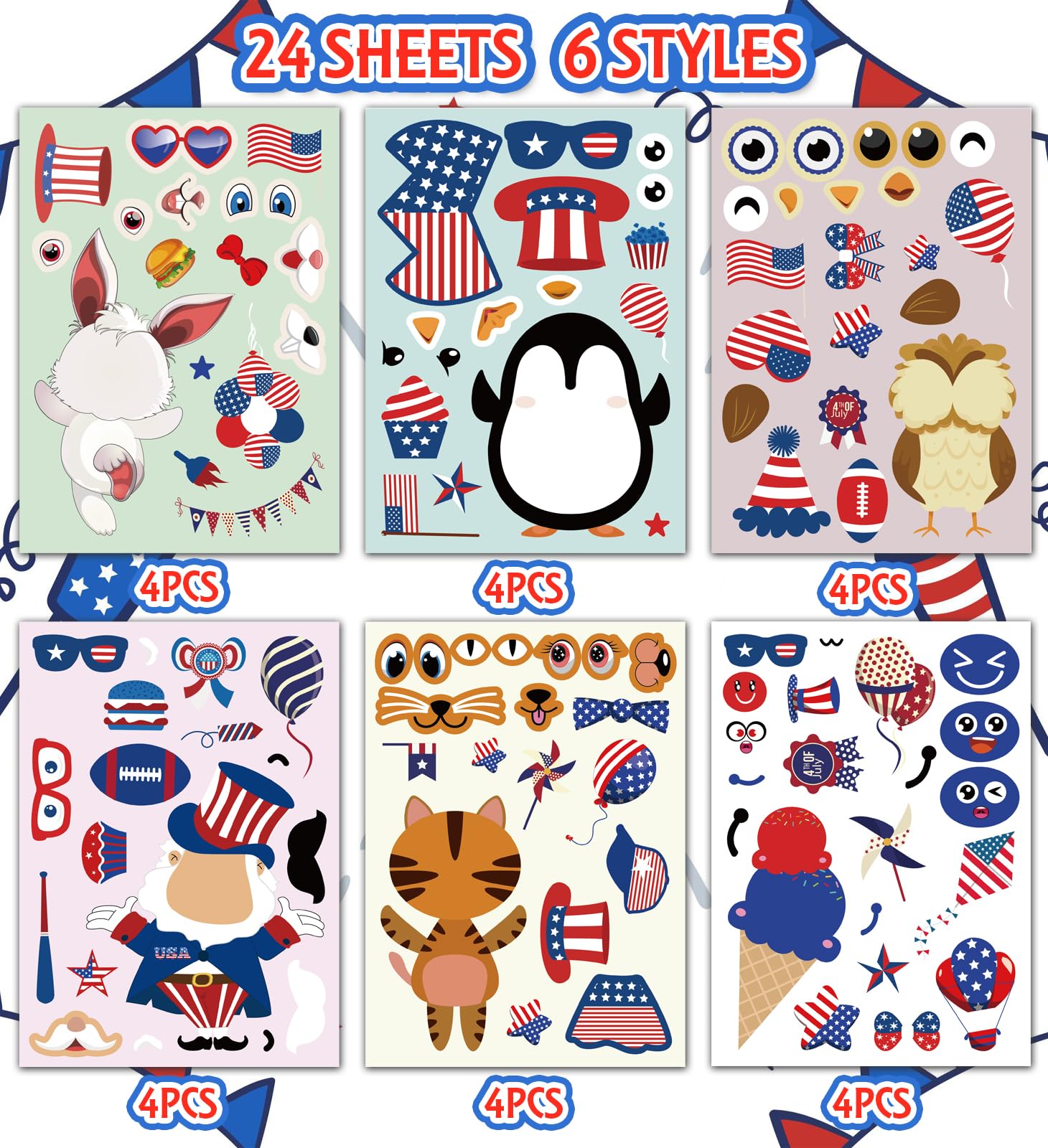 HSHFAMIIY independence day stickers for gift wrap and cards embellishment