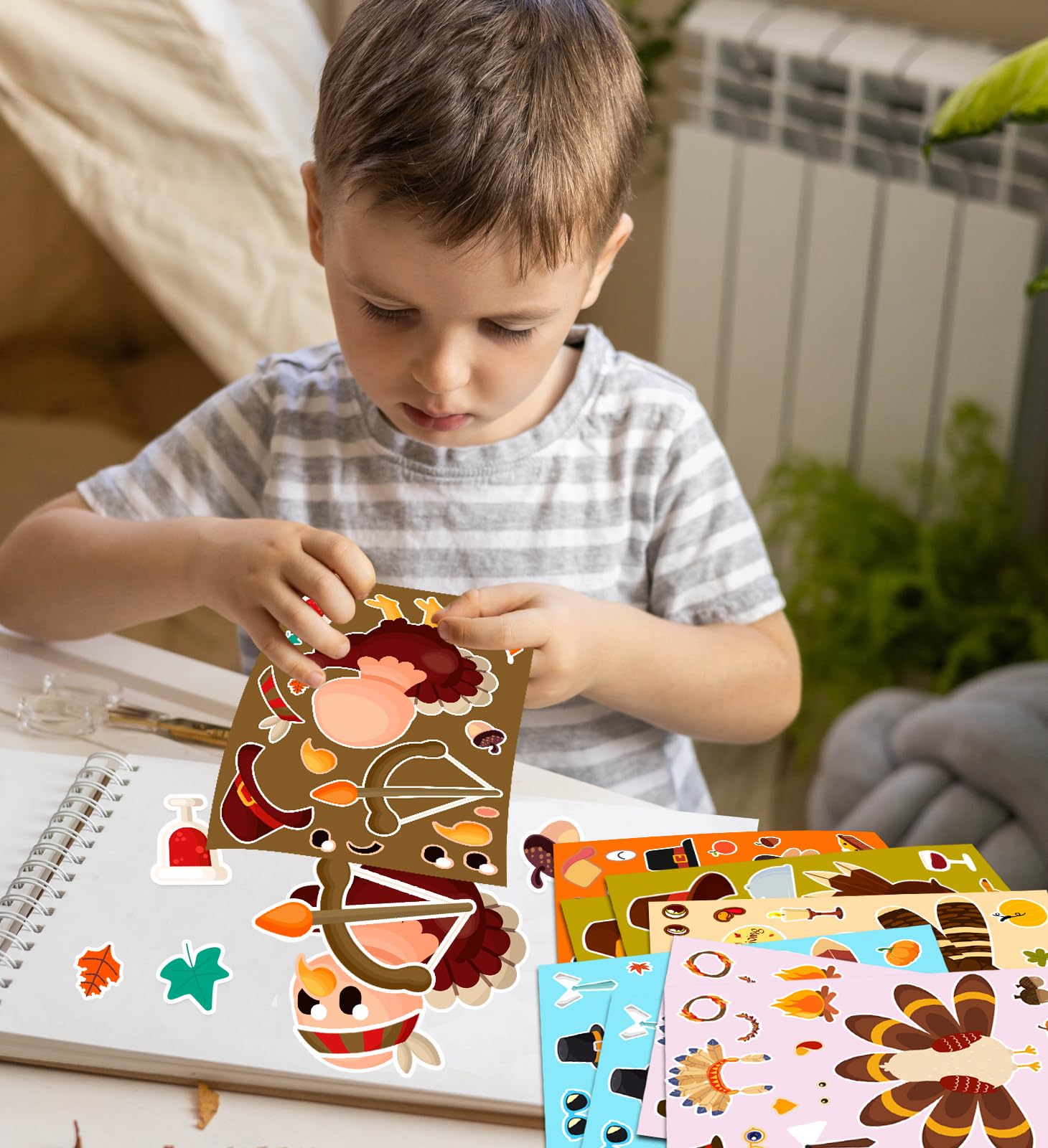 HSHFAMIIY Colorful turkey designs for kid-friendly Thanksgiving decor.