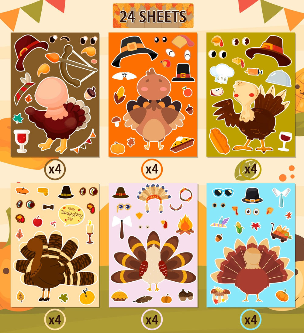 HSHFAMIIY Thanksgiving stickers for kids' arts and classroom rewards.