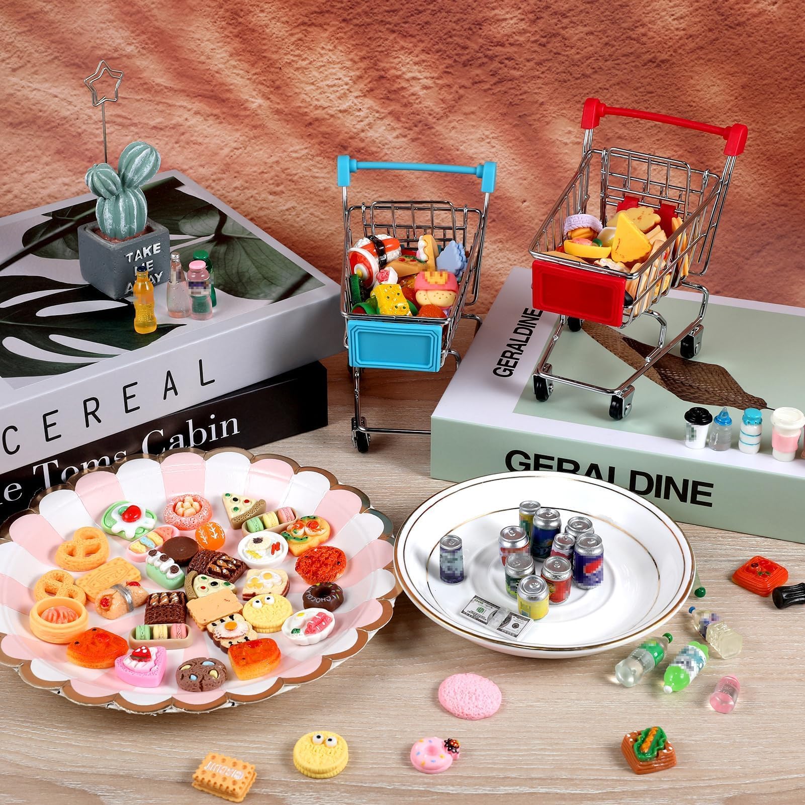 HSJH mini shopping cart blue—realistic accessory for creative storytelling