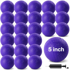 HSLCGF 24 purple 5 inch dodgeballs ready for outdoor play.