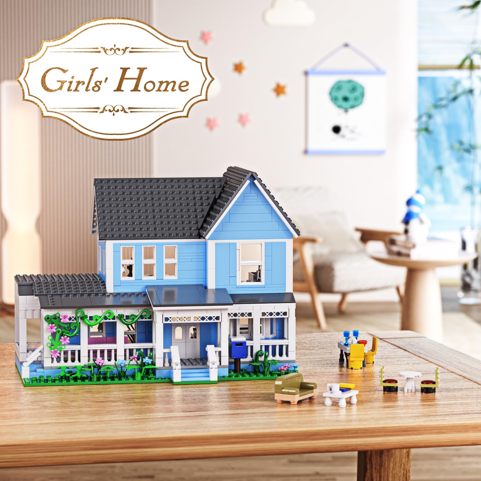 HTOWPMLS Gilmore House block set interior living room for immersive storytelling