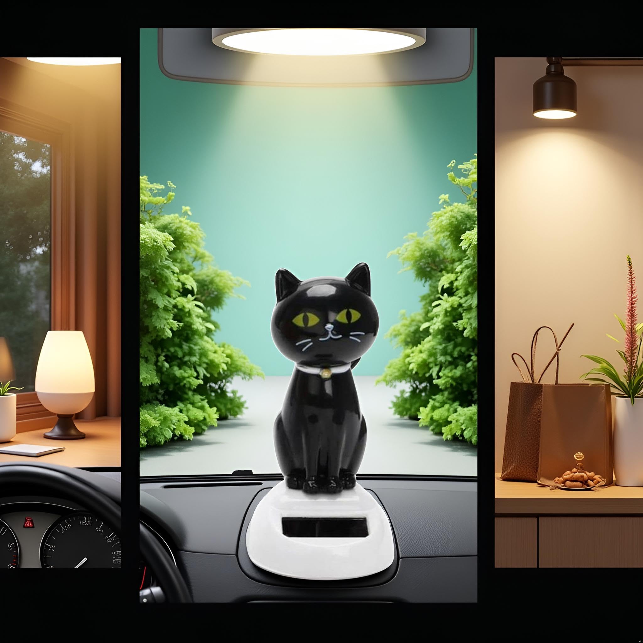 Htppzjr solar powered cat ornament for sustainable interior decor