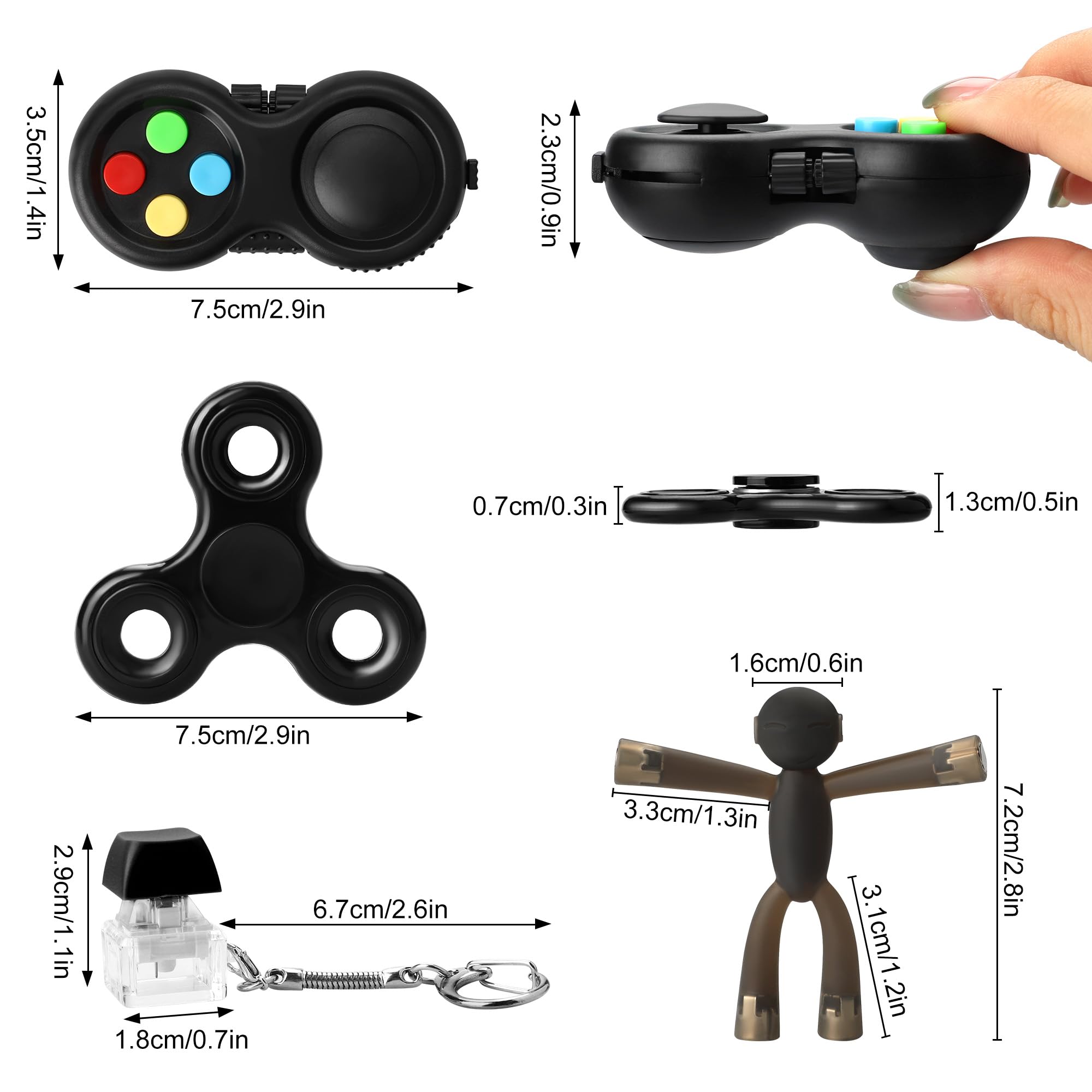 HTSHO fidget pad black, compact sensory hand tool for on-the-go