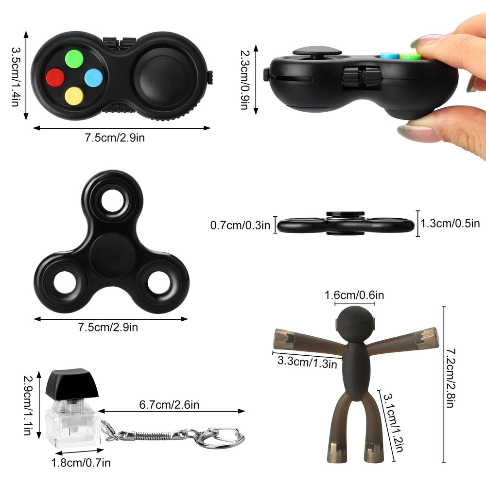 HTSHO fidget pad black, compact sensory hand tool for on-the-go