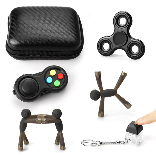 HTSHO fidget spinner black, portable focus tool for work and travel
