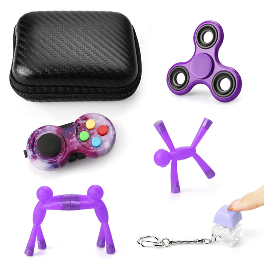 HTSHO purple spinner for focused, tactile engagement during travel.