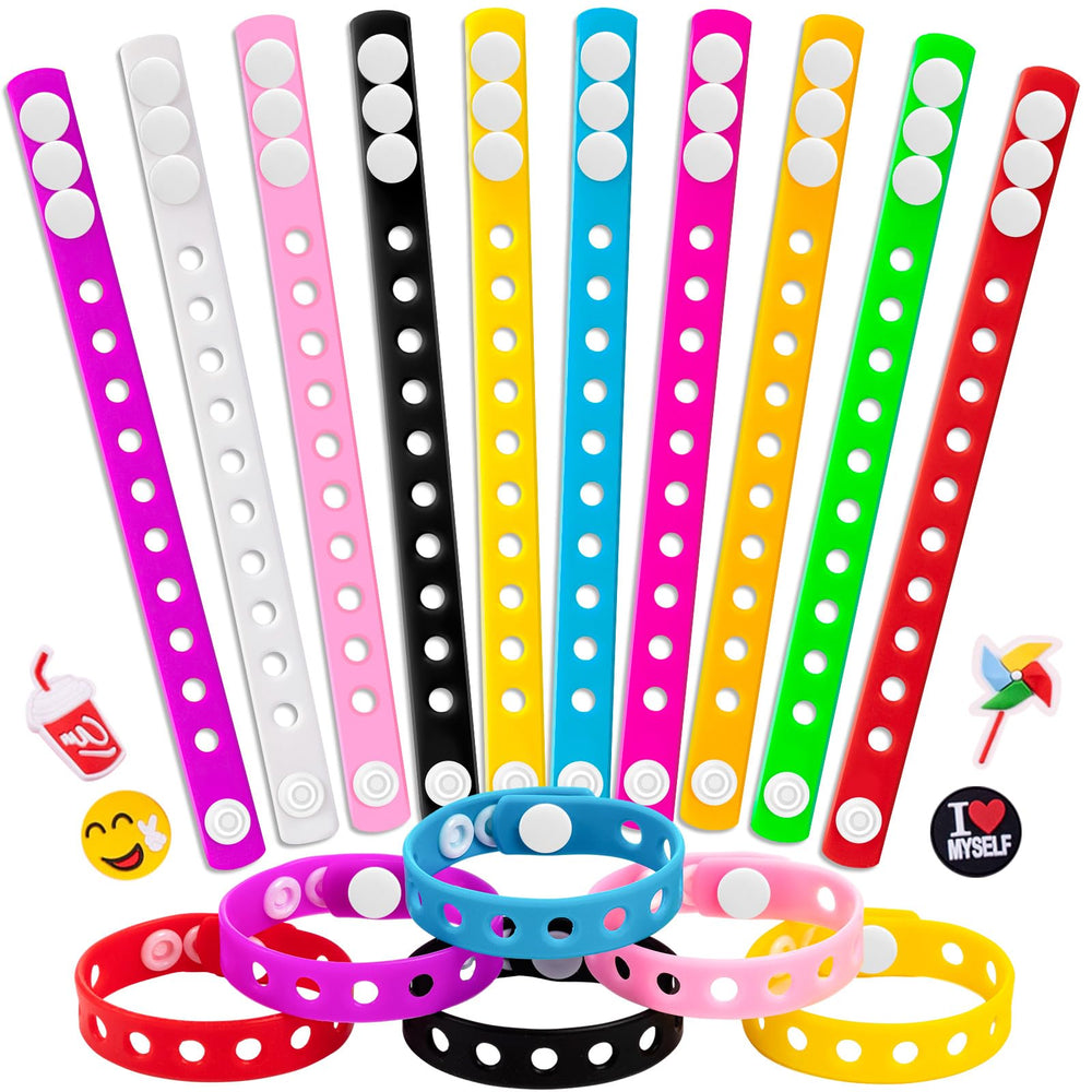 HTZNHXT 20-pcs silicone charm bracelets for kids' DIY charm projects