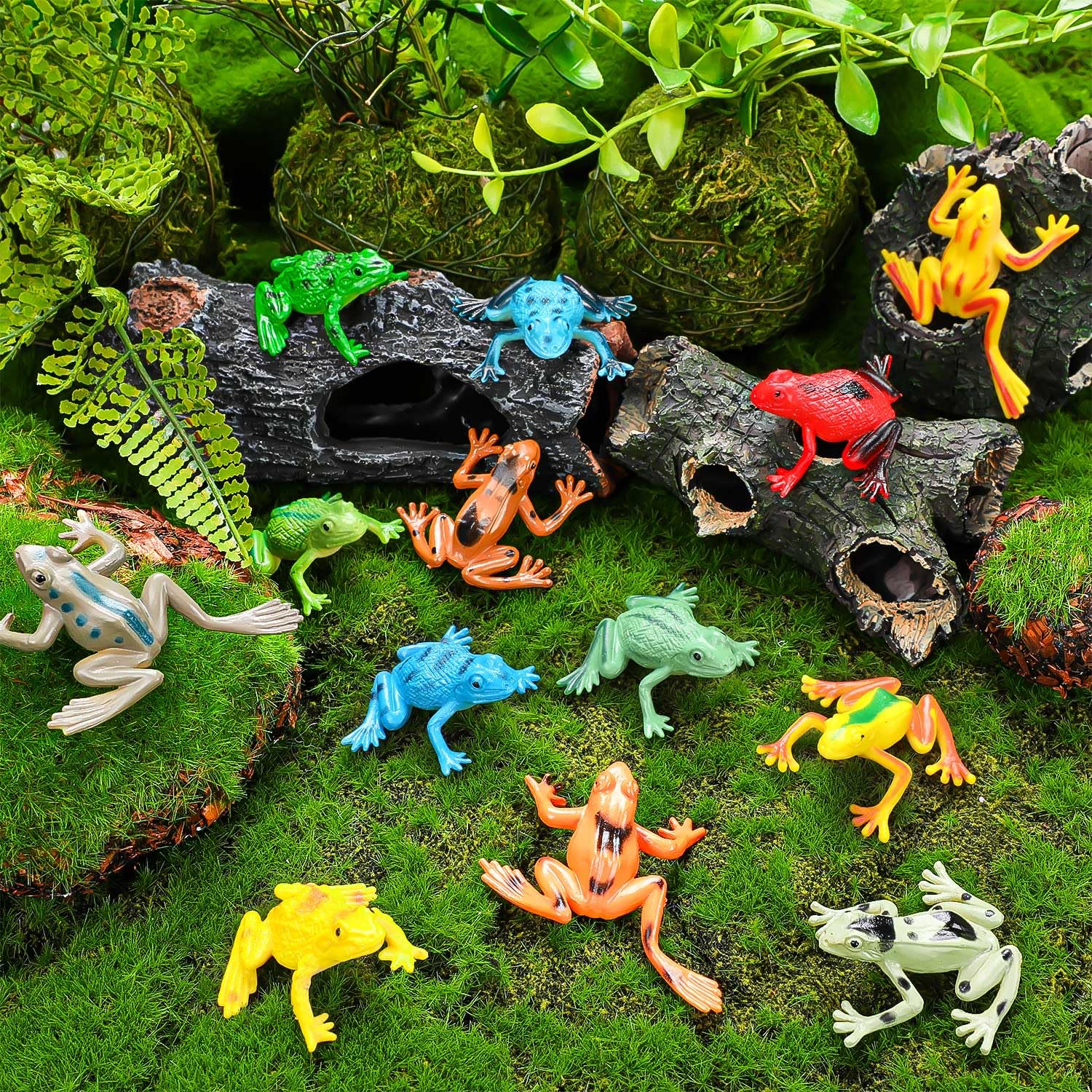 HTZNHXT mini resin frogs for sensory play and pretend pond scenes