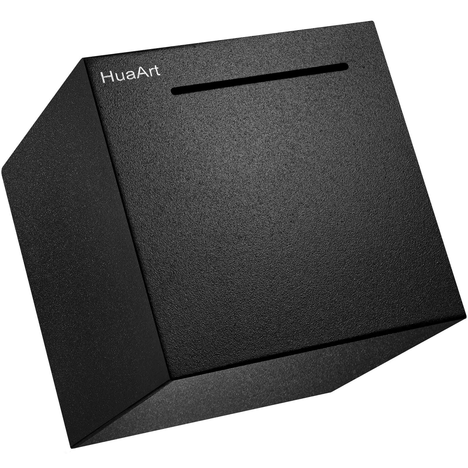 HuaArt piggy bank in black stainless steel, 4.72 inches, durable long-term savings.