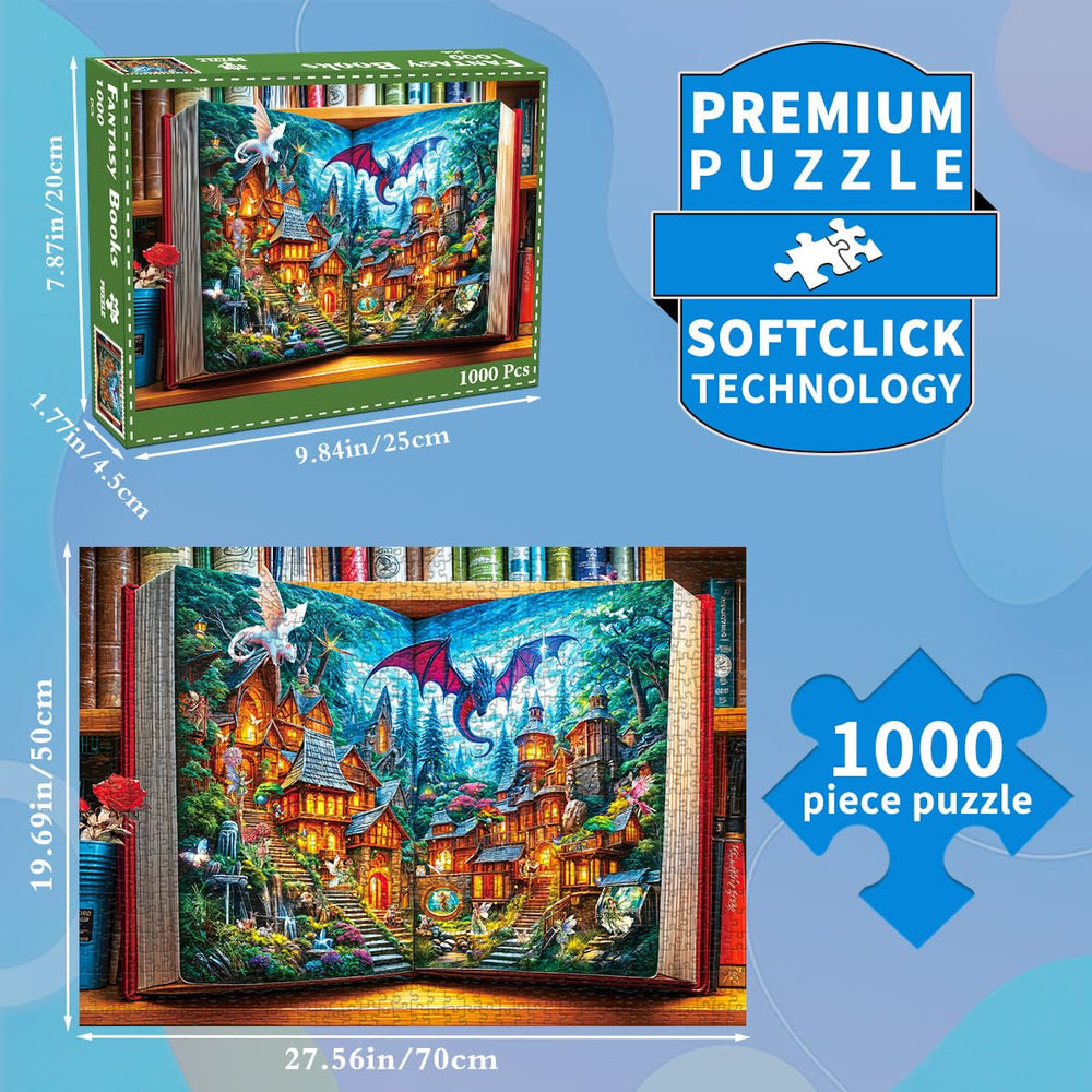 HUADADA The Magic Book of Fairy Tales 1000-piece scene to boost focus during family puzzle night