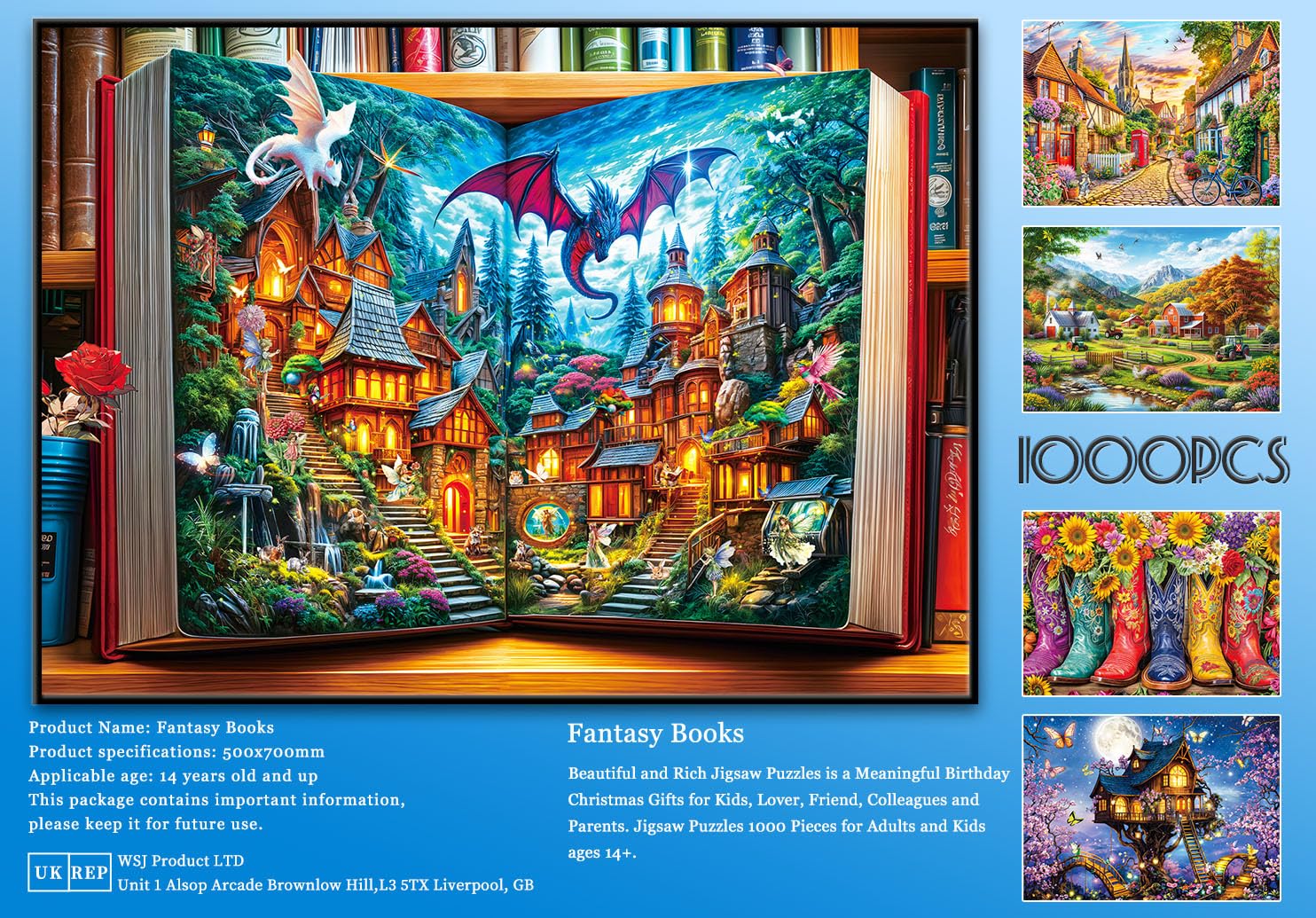 HUADADA The Magic Book of Fairy Tales puzzle with rounded edges for safe, kid-friendly use
