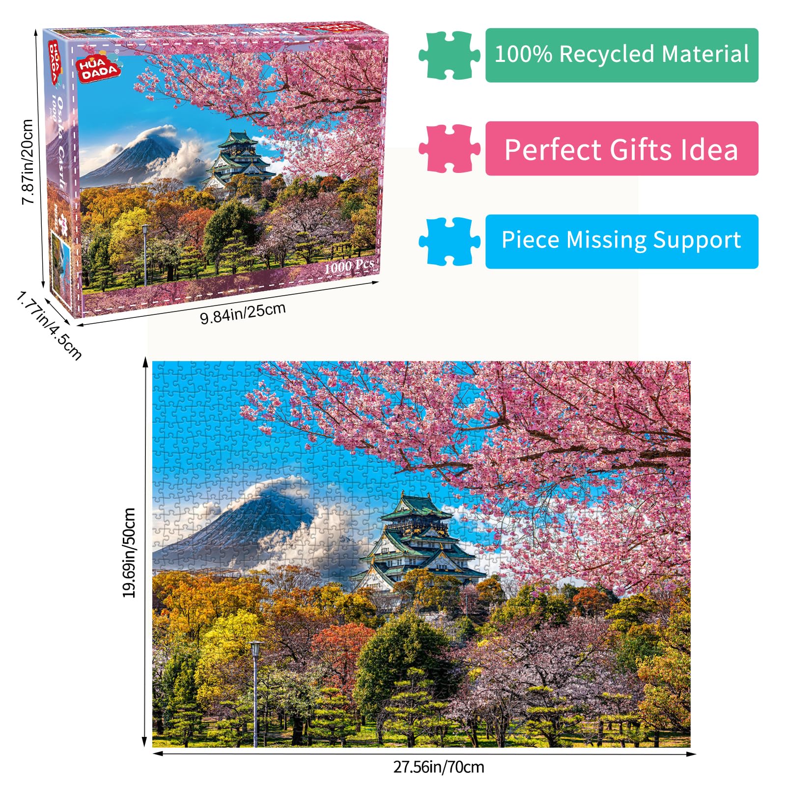 HUADADA puzzle image of Osaka Castle scene to boost focus and problem solving