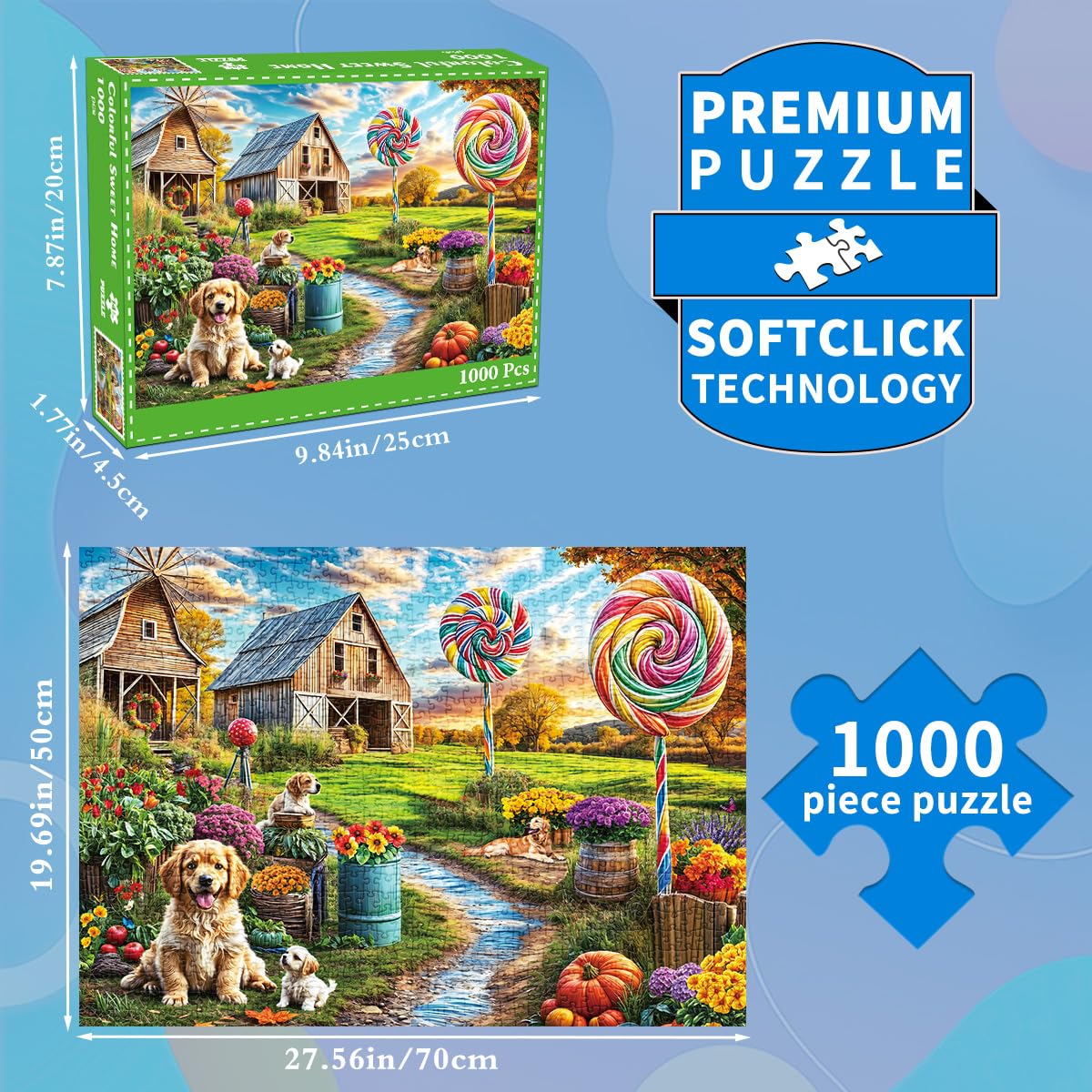 HUADADA 1000 piece puzzle barns and pastures scene ideal for family puzzle nights