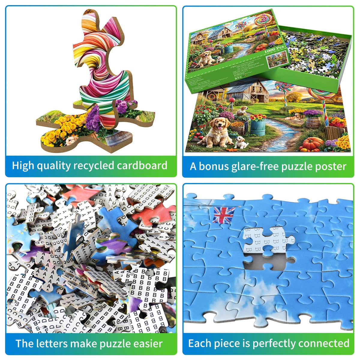 HUADADA 1000 piece puzzle colorful lollipops scene sparks imagination during evenings
