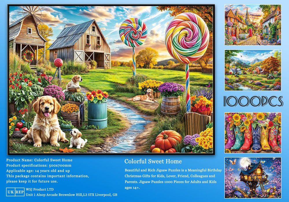 HUADADA 1000 piece puzzle with poster includes glare free 70x50 cm print