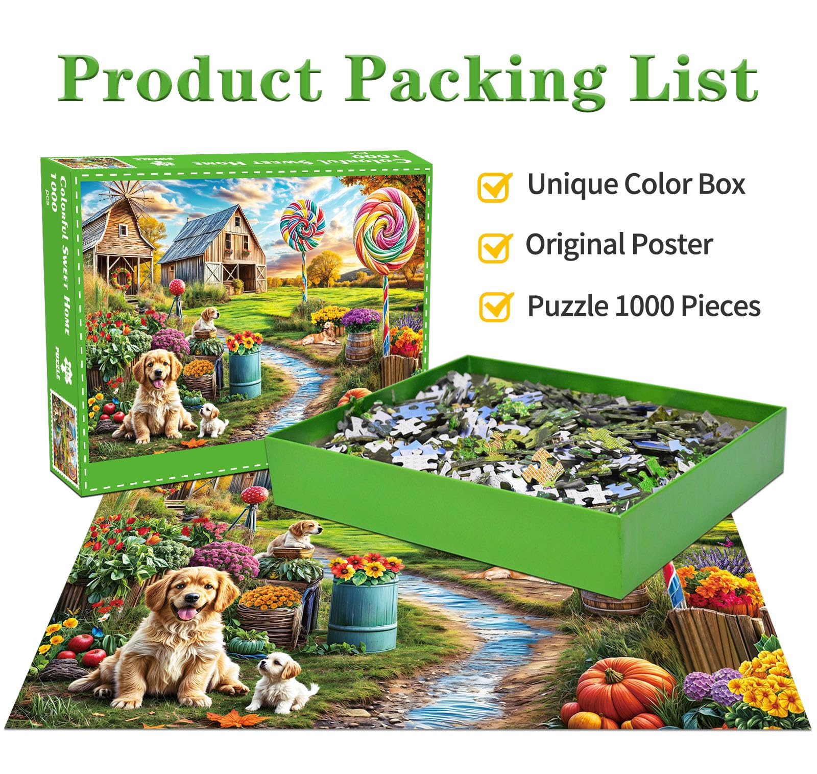 HUADADA 1000 piece puzzle recycles non toxic materials for safer pastime