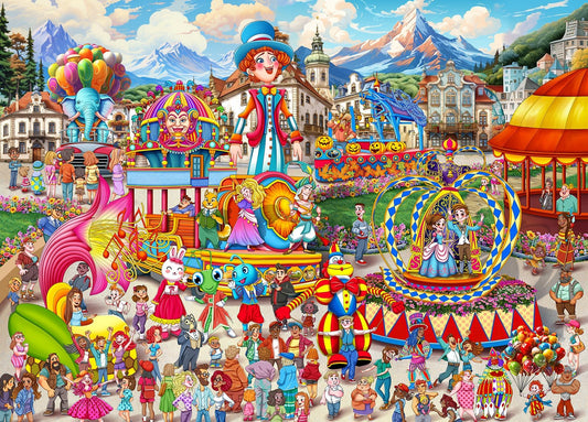 HUADADA carnival interlock puzzle cover with vibrant colors for visual satisfaction.