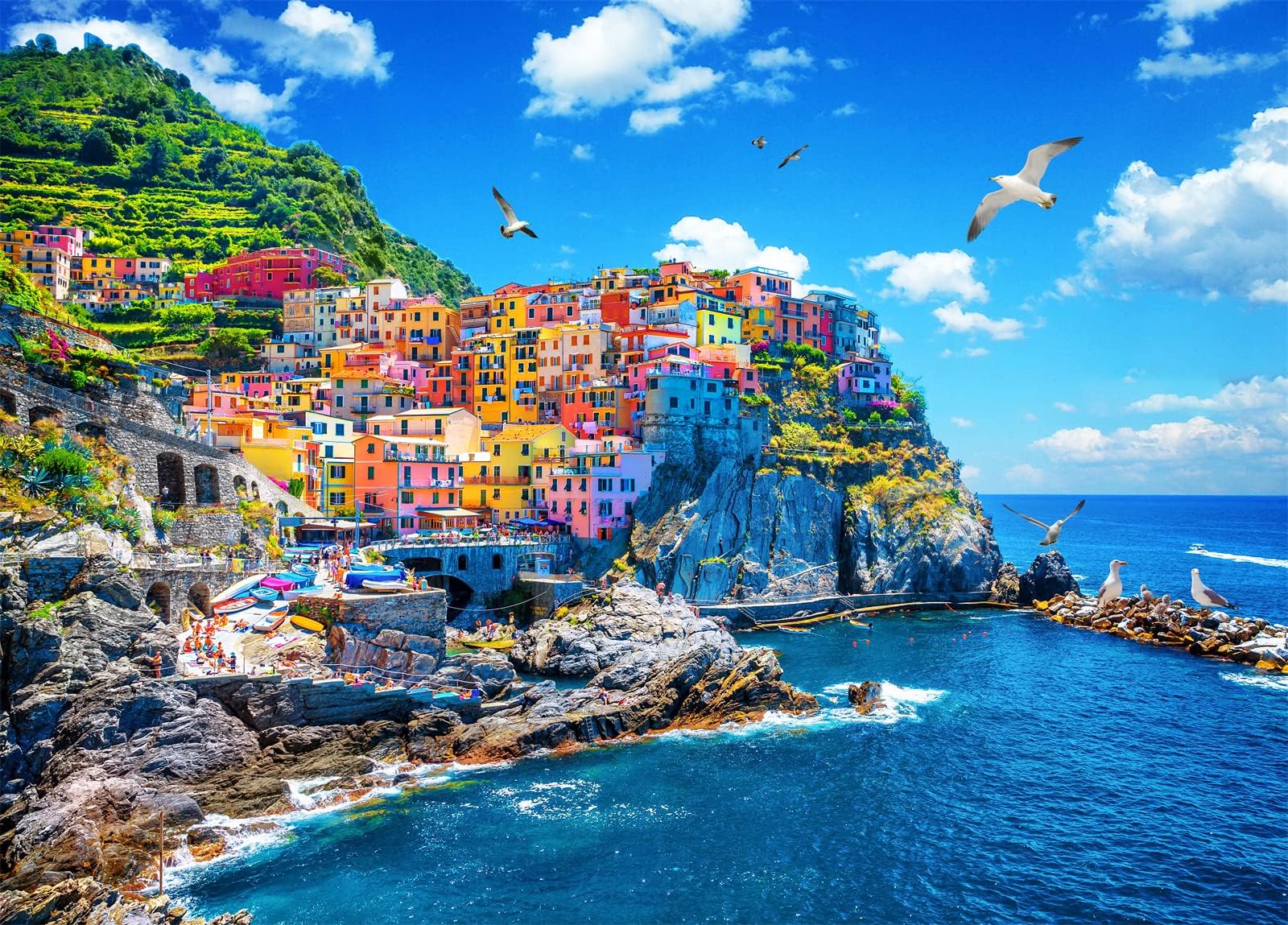 HUADADA Cinque Terre 1000-piece puzzle showing vibrant colors and a scenic view
