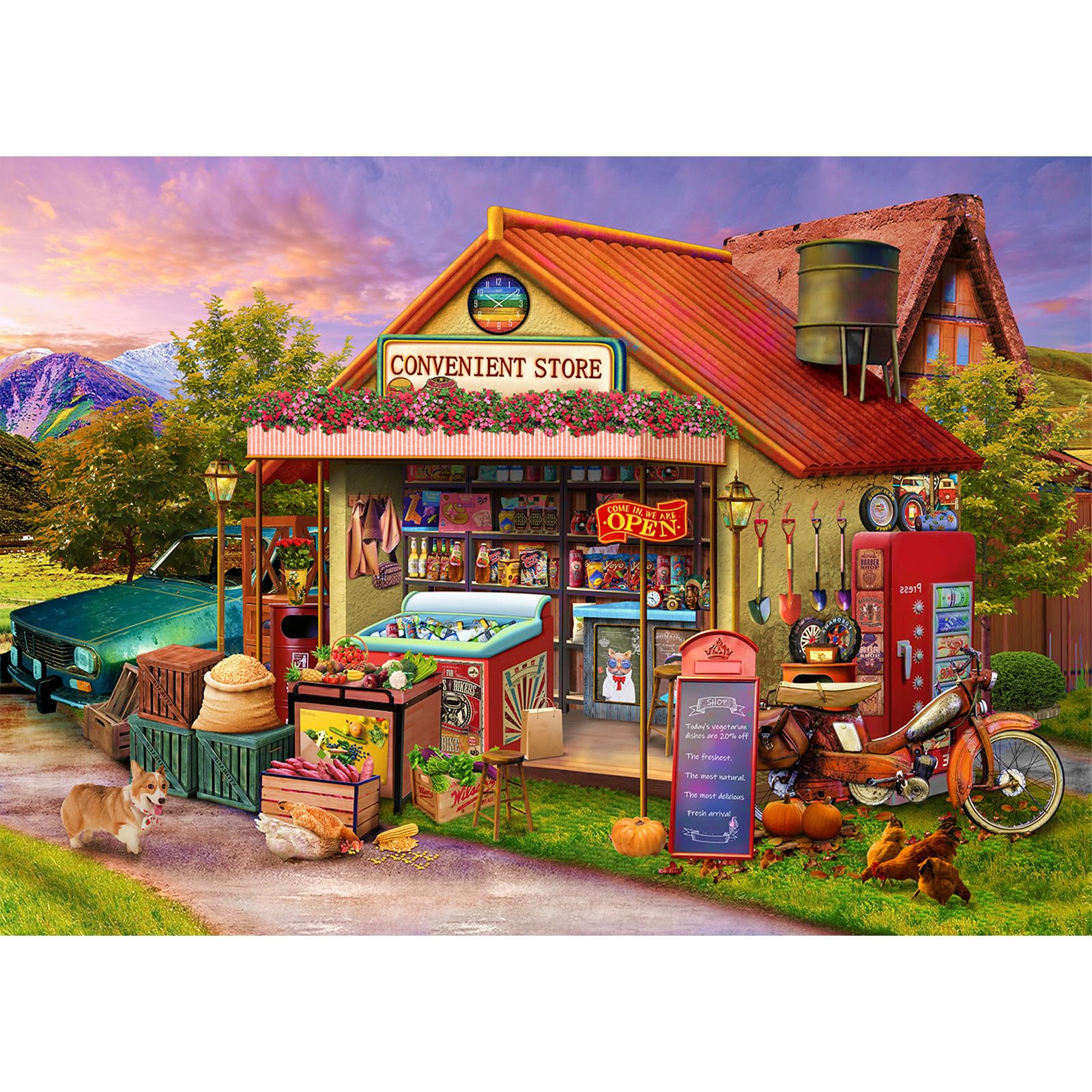 HUADADA country store puzzle 1000 pieces for family puzzle nights