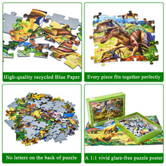 HUADADA Dinosaur World puzzle being assembled by kids, promoting focus and cooperation.