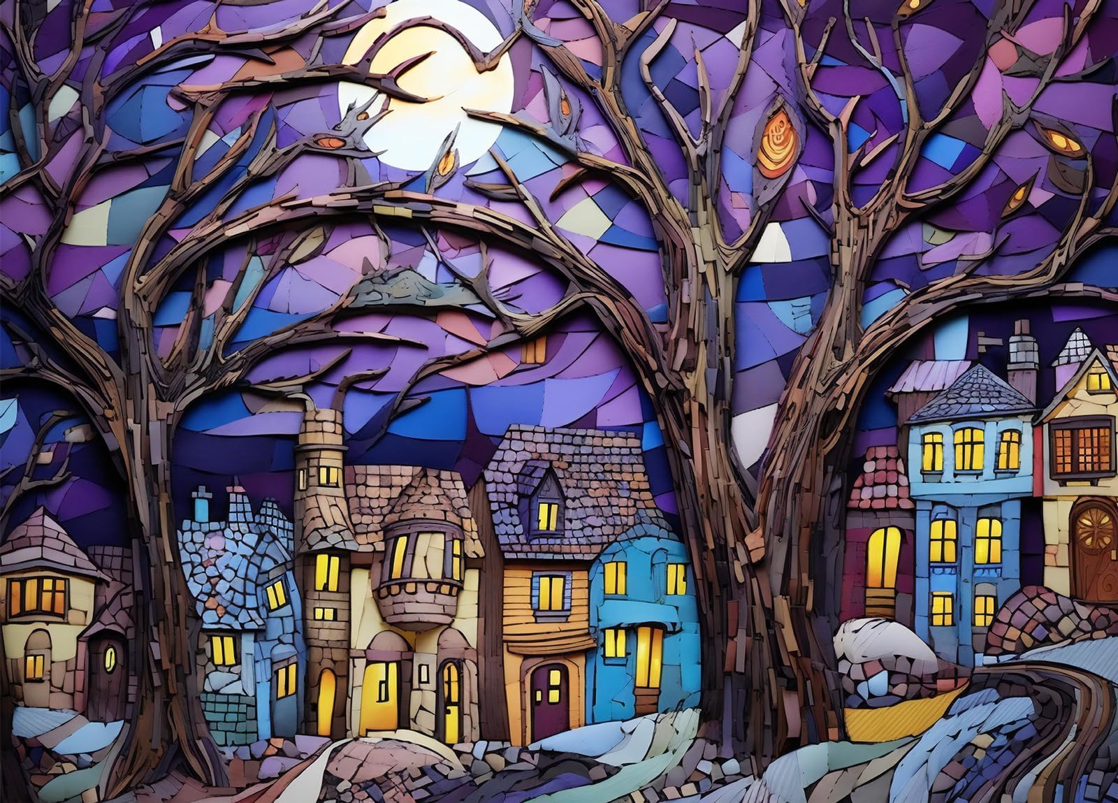 HUADADA 1000-piece fairy town puzzle with poster interlock provides immersive playtime.