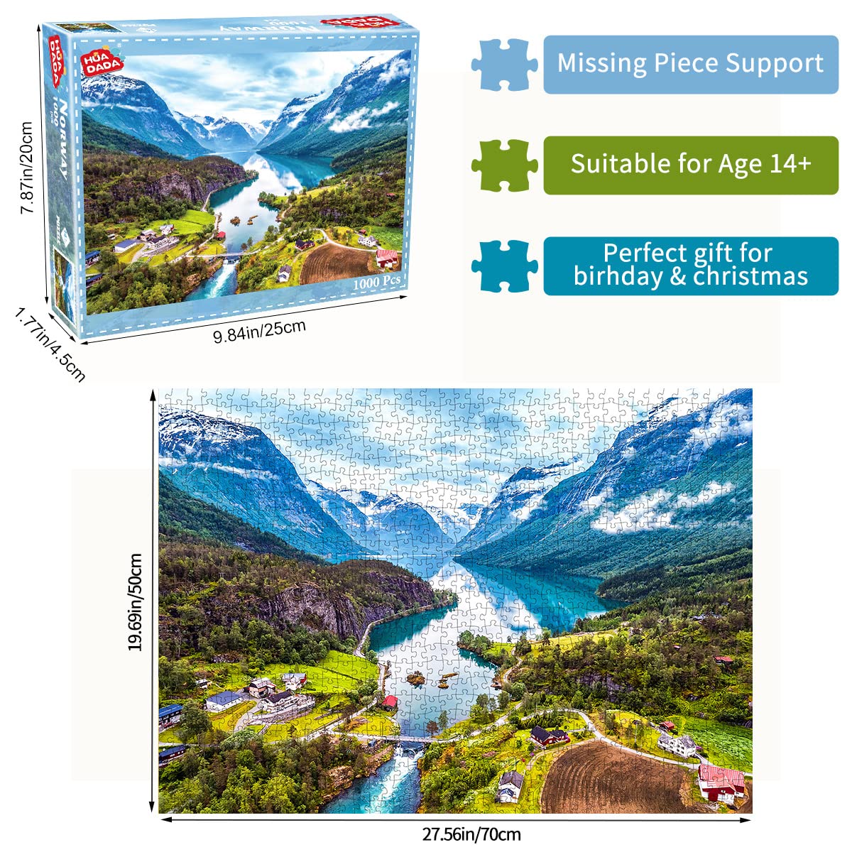 HUADADA Geiranger Fjord puzzle poster reference for accuracy