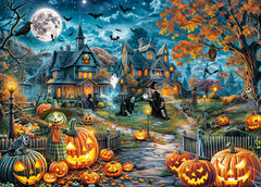 HUADADA 1000-piece puzzle showcasing bats and a full moon for immersive autumn mood