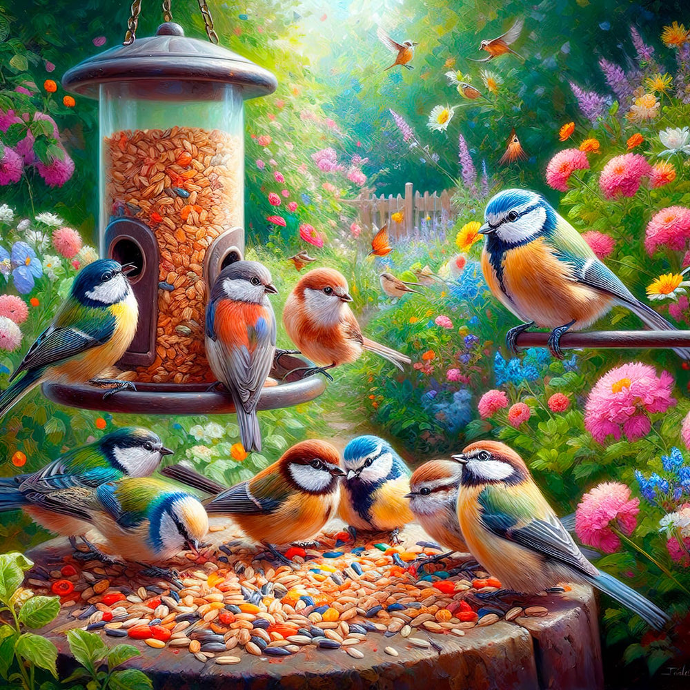 HUADADA 1024-piece jigsaw puzzle feed bird interlock no dust supports smooth assembly.