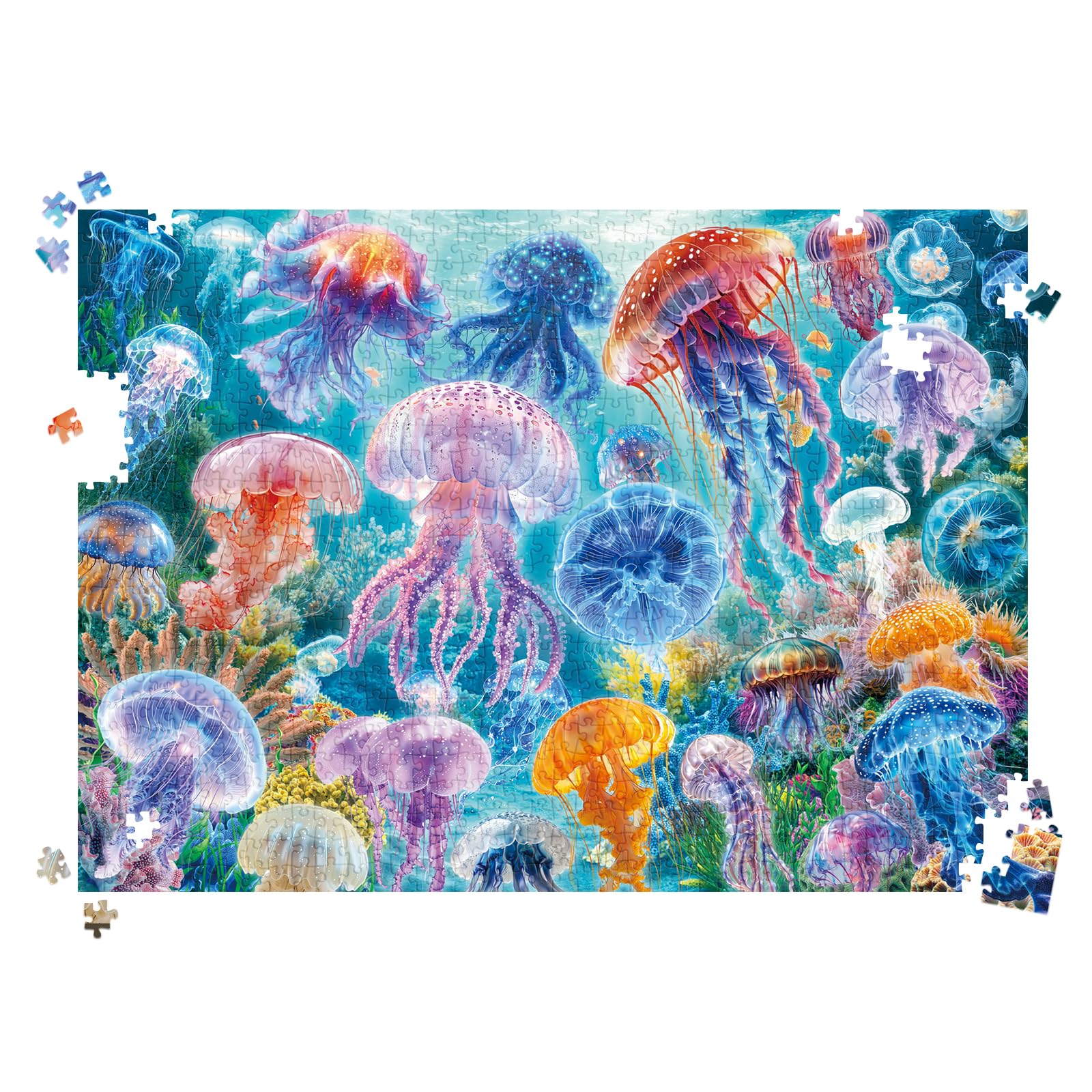 HUADADA jellyfish deep-sea background for immersive puzzle challenges