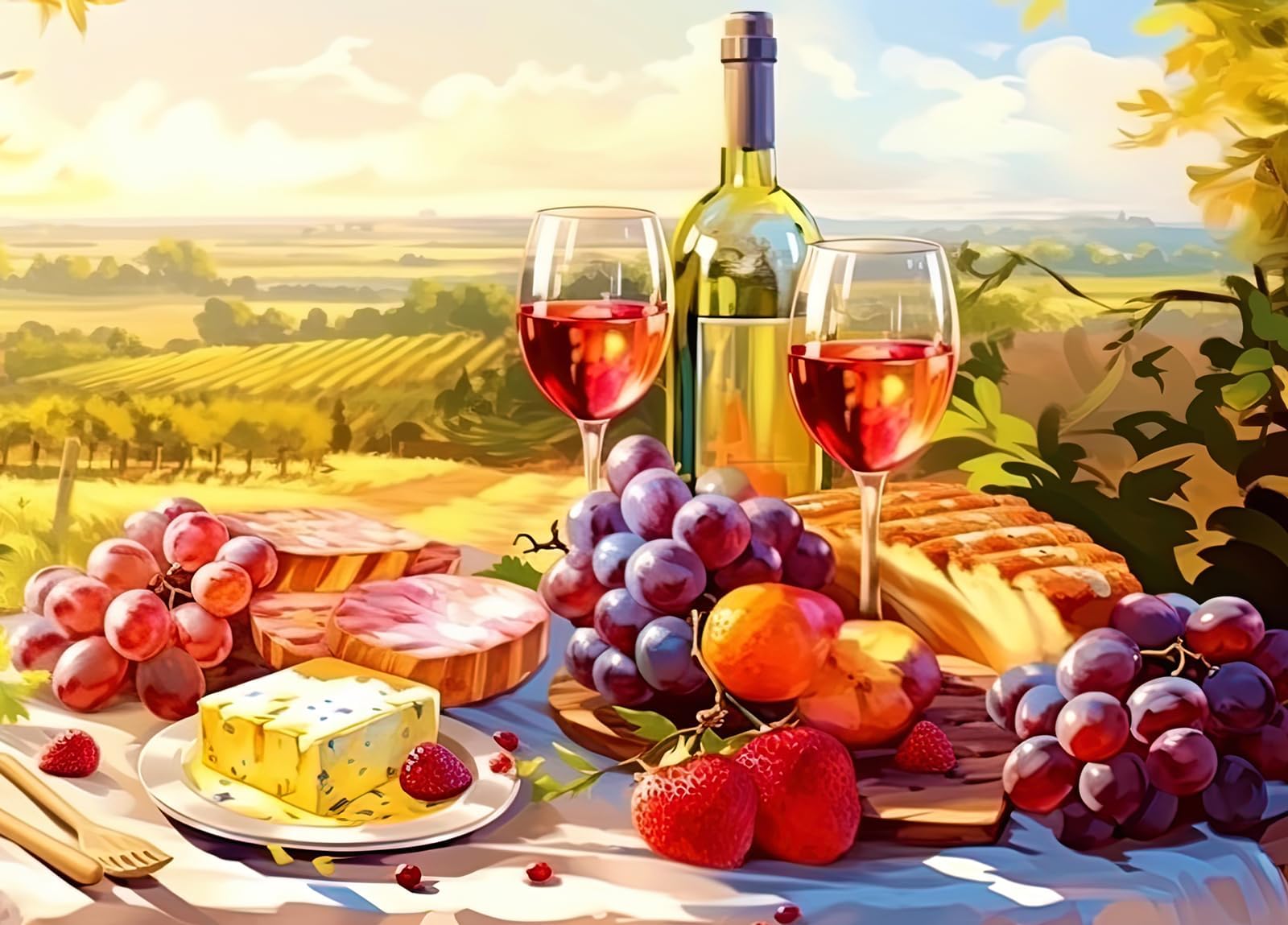 HUADADA 1000-piece puzzle with picnic poster interlock for engaging family bonding.