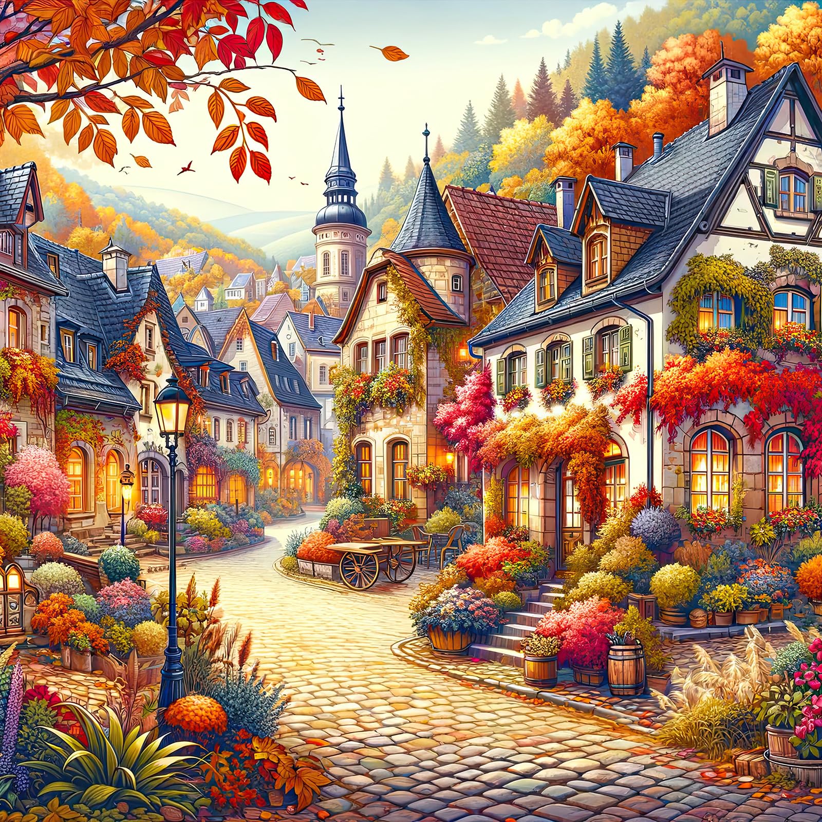 HUADADA town in autumn puzzle with vivid colors for immersive assembling.
