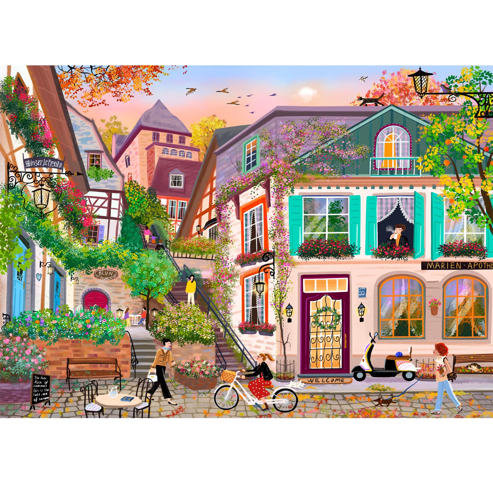 HUADADA 1000-piece puzzle Sunset in the Alley invites mindful focus and relaxation.