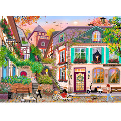 HUADADA 1000-piece puzzle Sunset in the Alley invites mindful focus and relaxation.