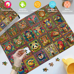 HUADADA puzzles animal group portraits with tigers, elephants, pandas for family challenge