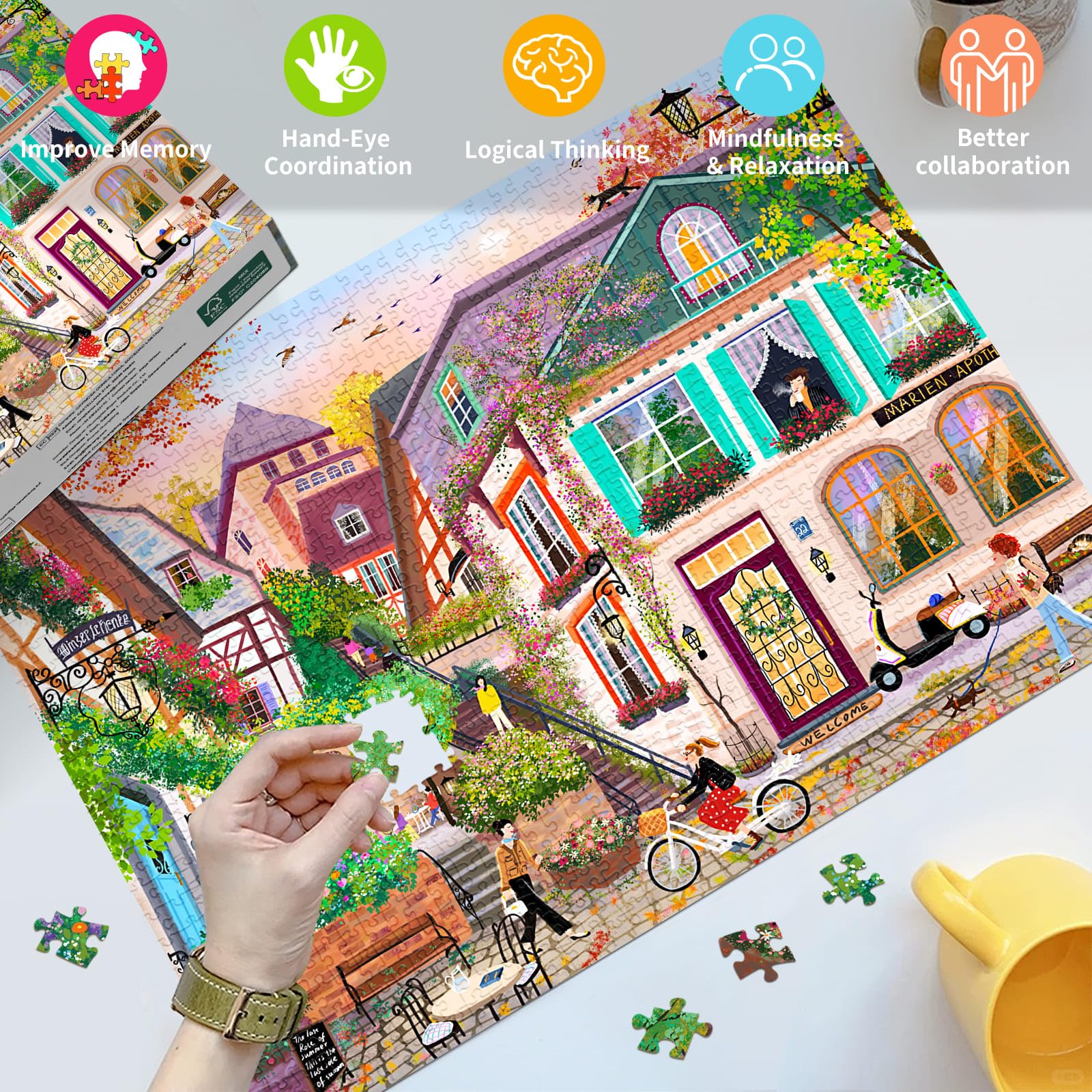 HUADADA puzzle packaging box and poster provide a complete, guided puzzle experience.
