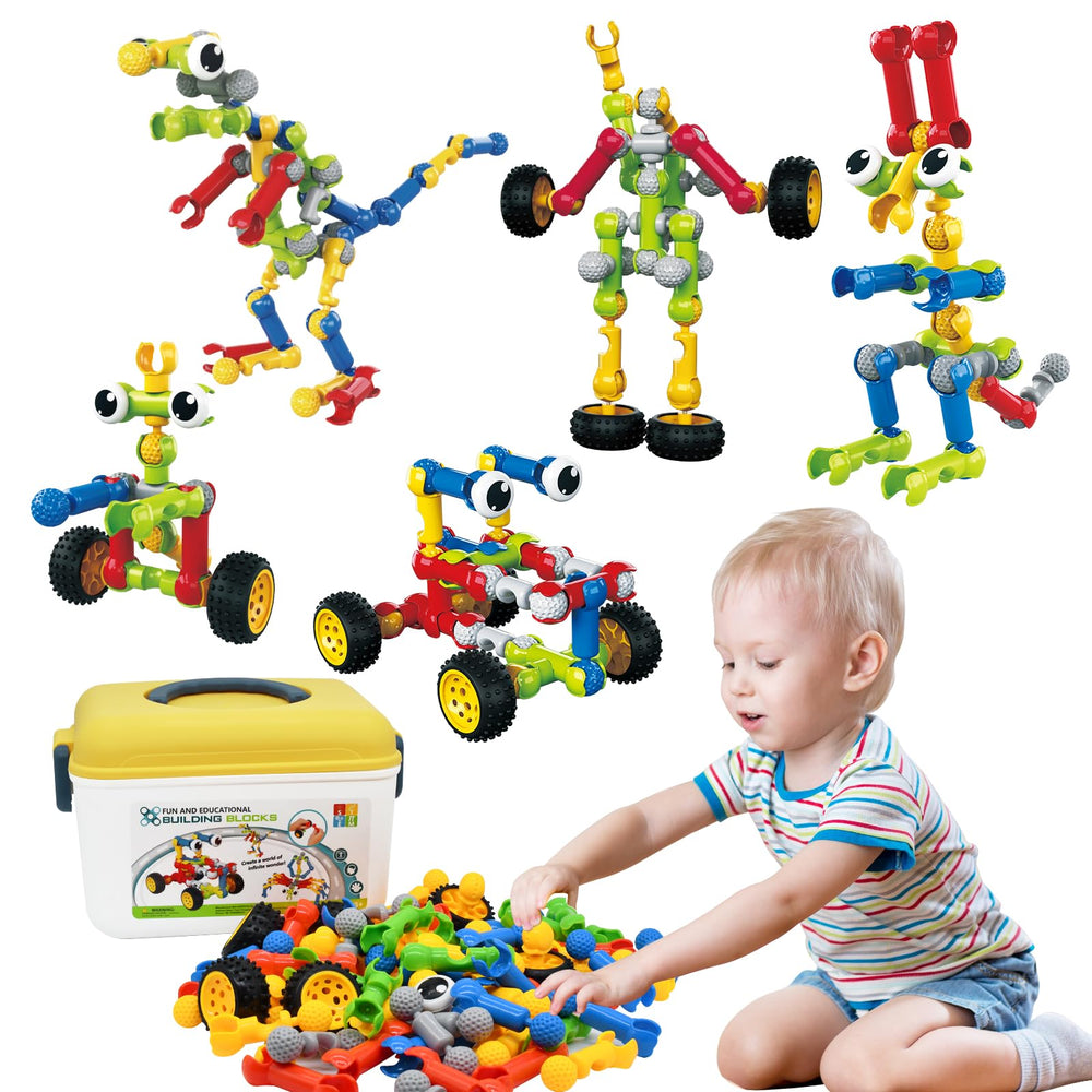 Huaker 109-piece building toy set promotes imaginative play and fine motor skills.