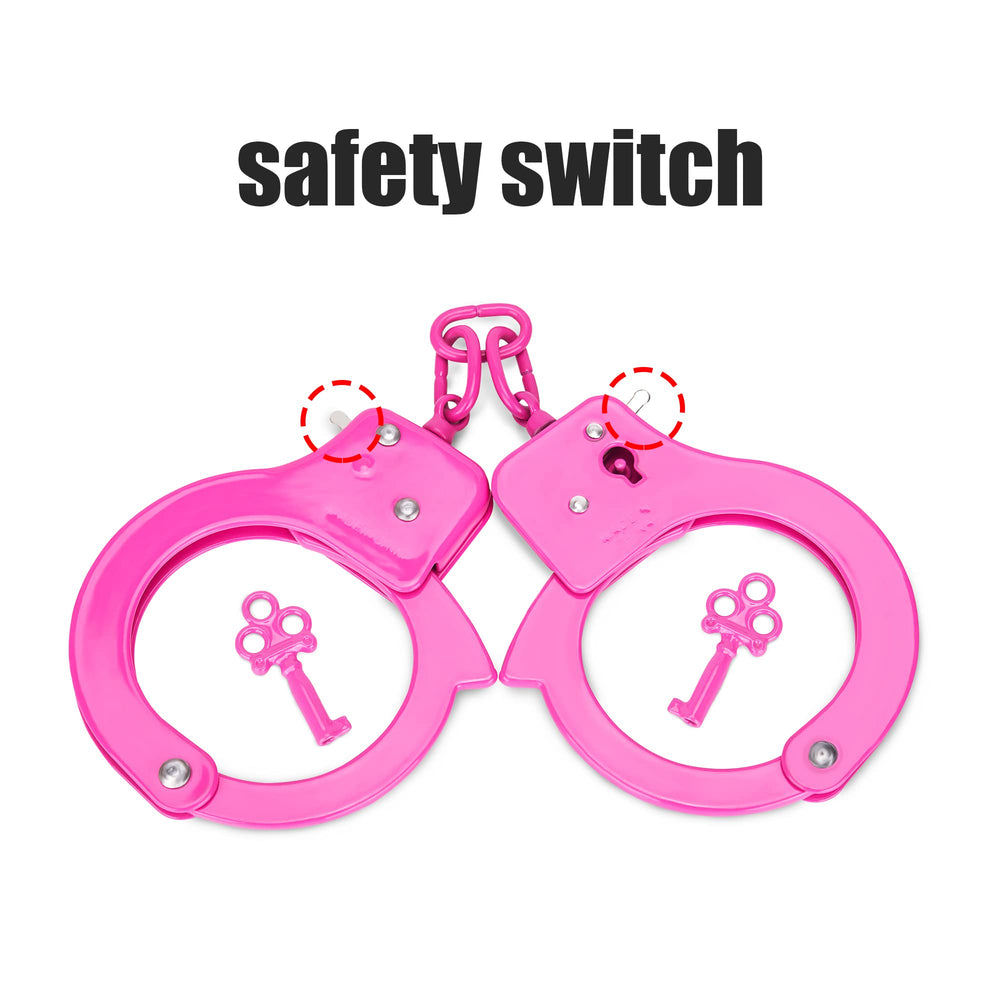 HUALIXUAN pink metal play handcuffs with keys included for quick setup