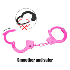 HUALIXUAN pink metal play handcuffs side view with comfortable grip during games
