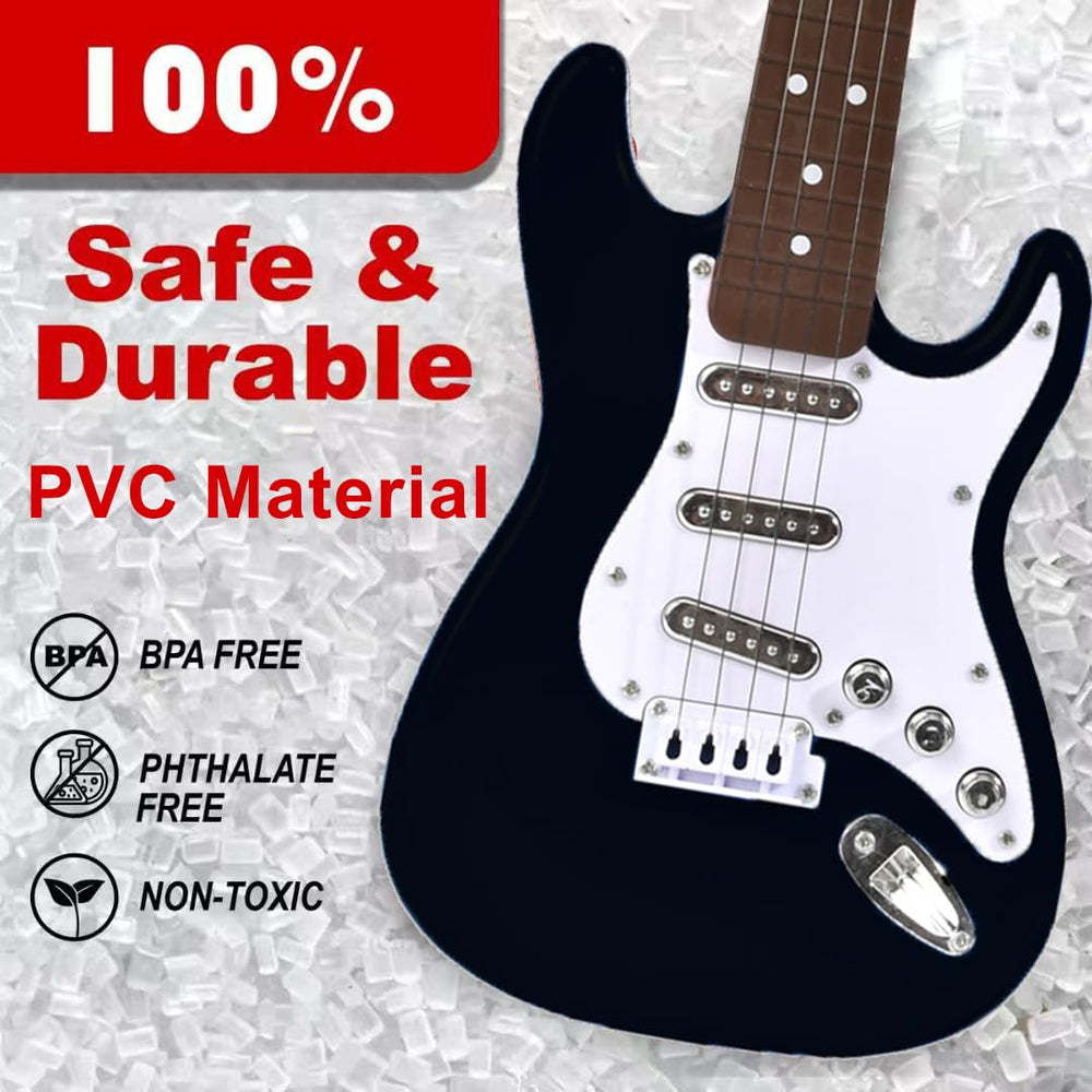 Huang Cheng Toys 16-inch mini guitar toy side view highlighting compact size for small hands.