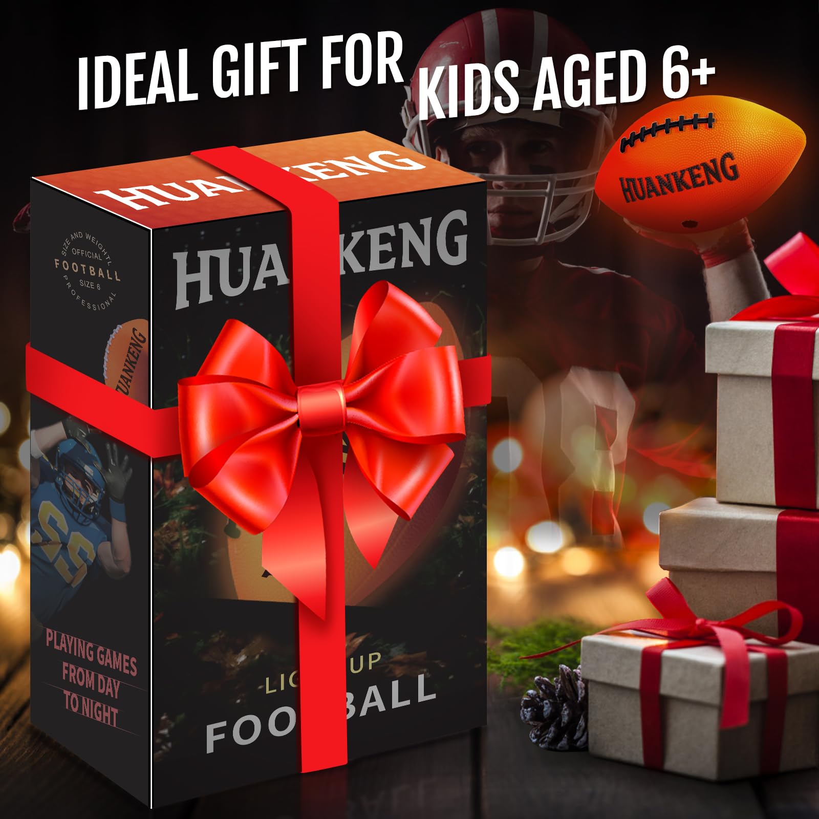 HuanKeng glow football gift box presentation suitable for teens.