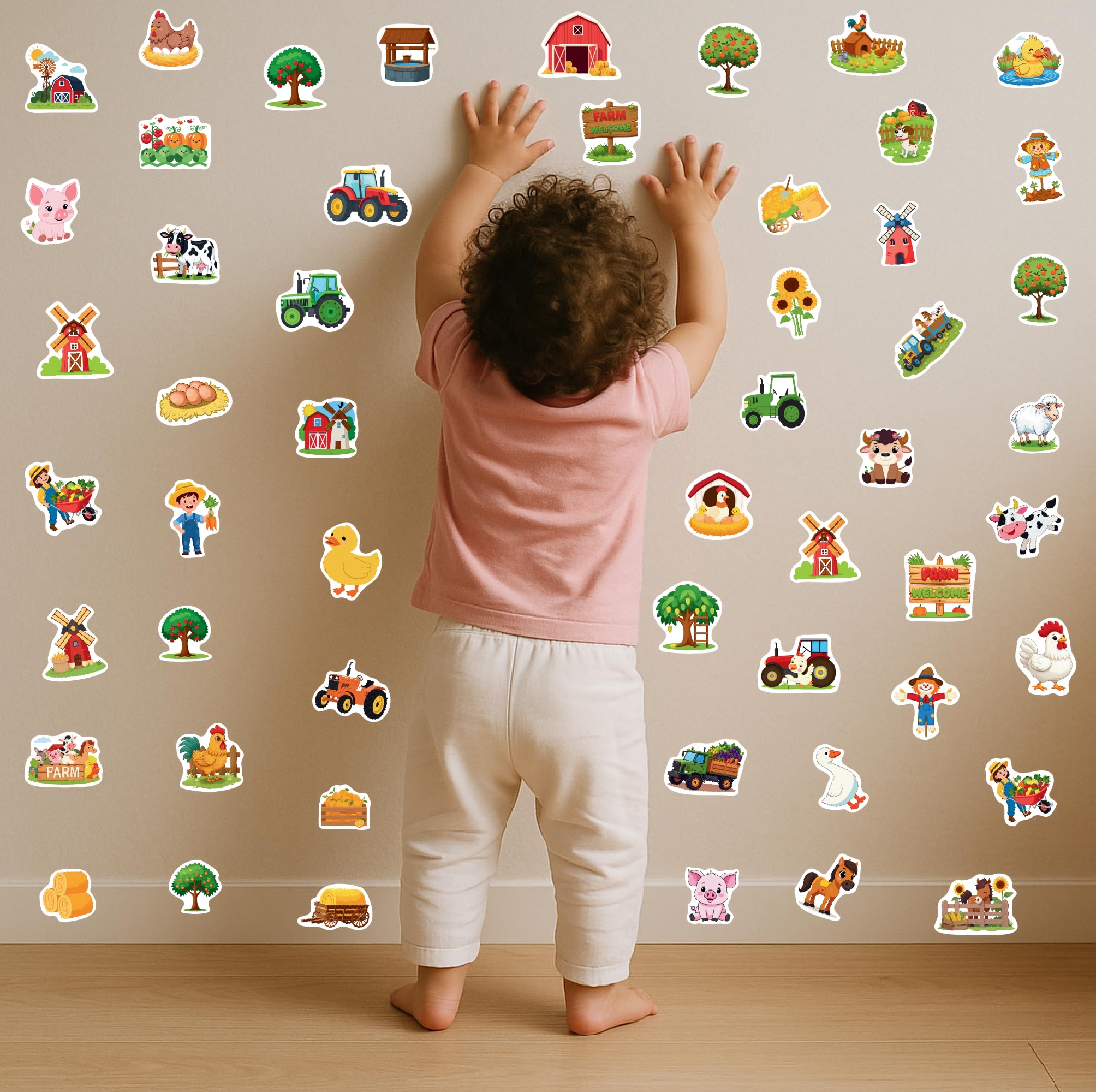 HUBACHTEM farm sticker pack, ideal for birthday parties and DIY decorations.
