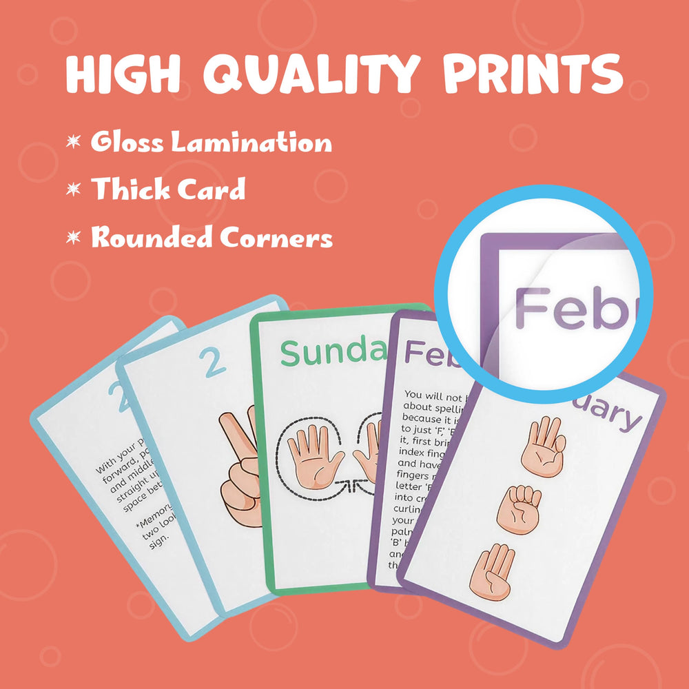Hubble Bubble Kids ASL cards back illustrated sign for visual practice.