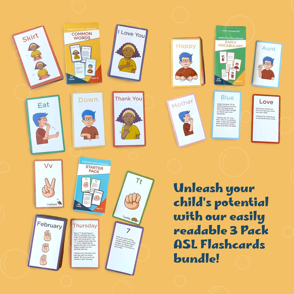 Hubble Bubble Kids ASL cards laminated cardstock for durable classroom use.