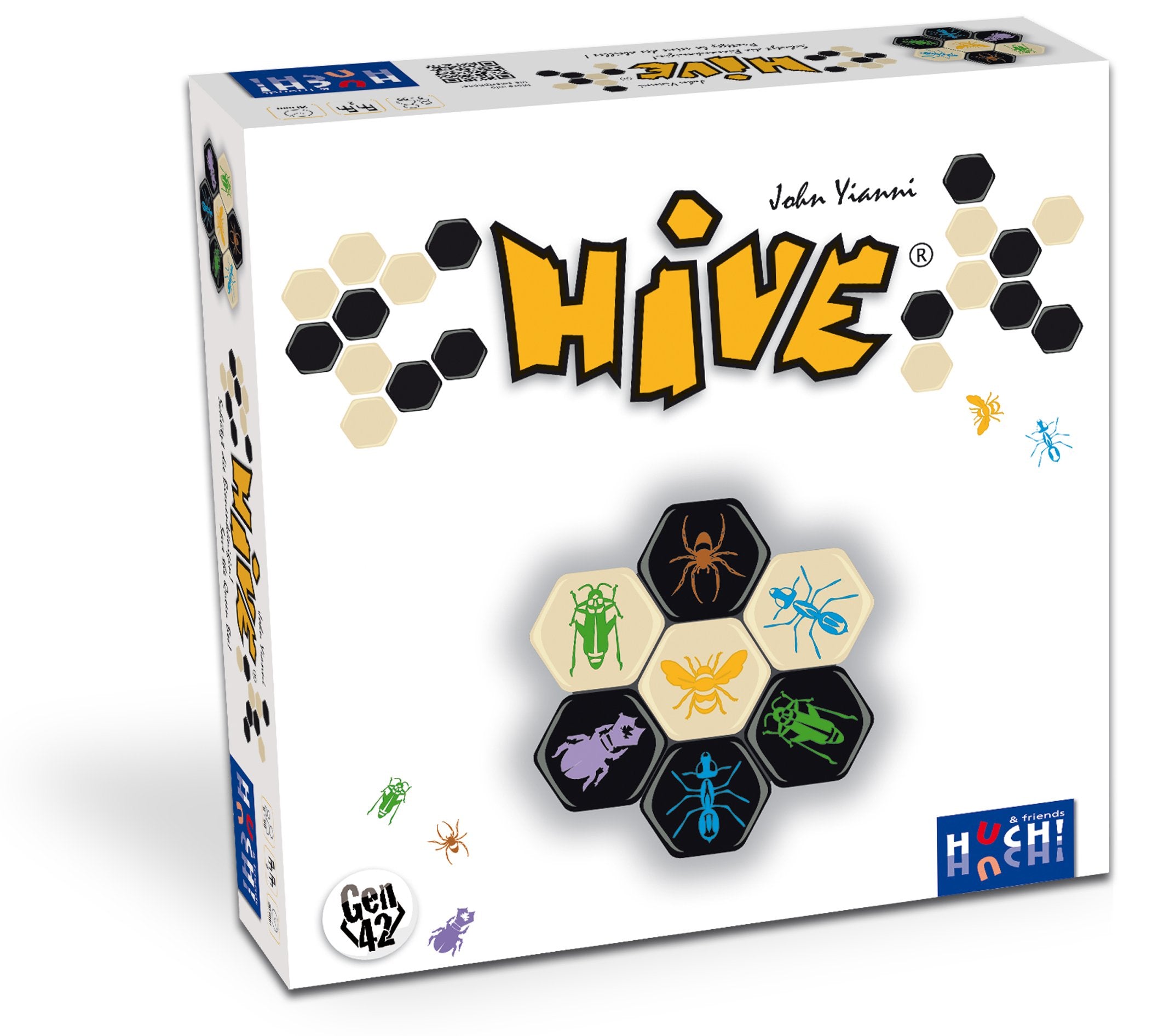 HUCH! Hive tiles spread to form evolving board for strategic two-player play.