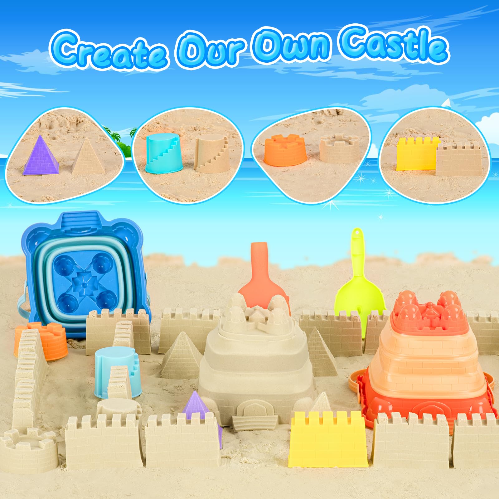 HUGCATY sand castle molds for creative seaside building sessions