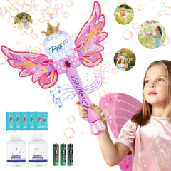 Hugeway Princess Bubble Wand pink crown design enhances pretend play with glittering bubbles.
