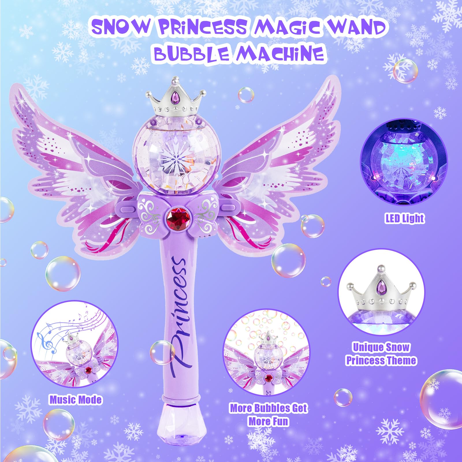 Hugeway Princess Bubble Wands durable ABS construction for long-lasting fun.