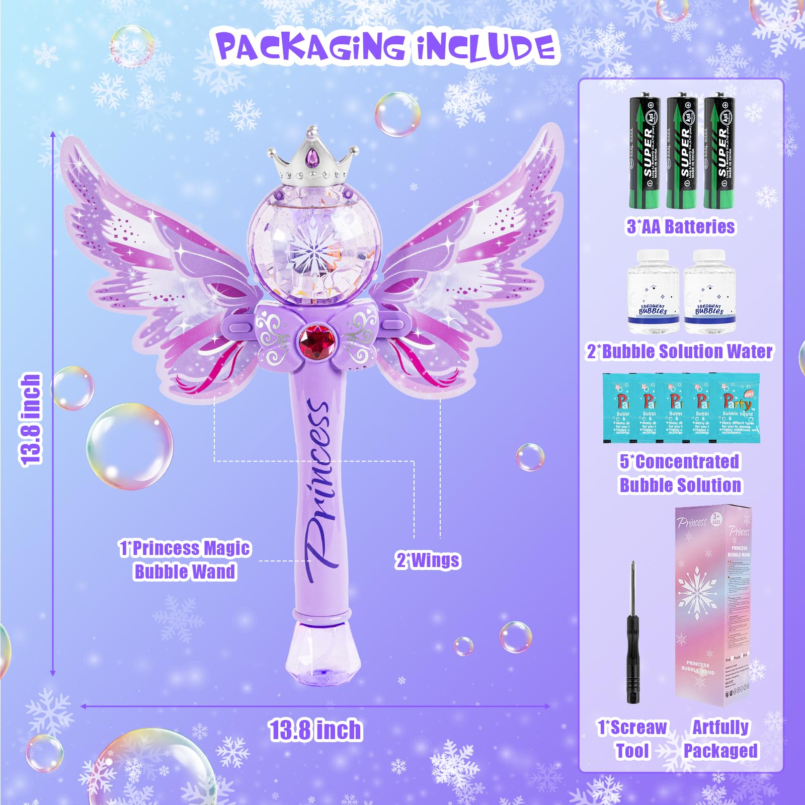 Hugeway Princess Bubble Wands perfect gift for birthdays and parties.